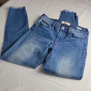 PacSun Super Stretch Ankle Jeggings Womens Size 25 Blue Skinny Jeans Frayed Hem